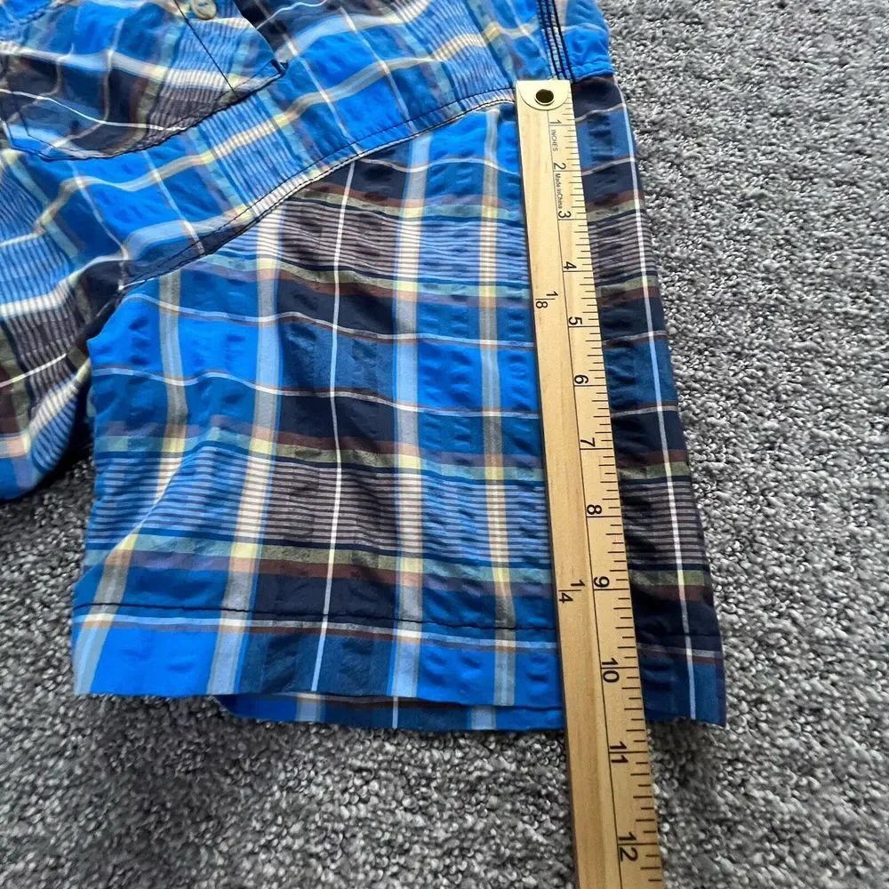 The North Face Shirt Mens XL Blue Plaid‎ Short Sleeve Button Down Hiking Outdoor